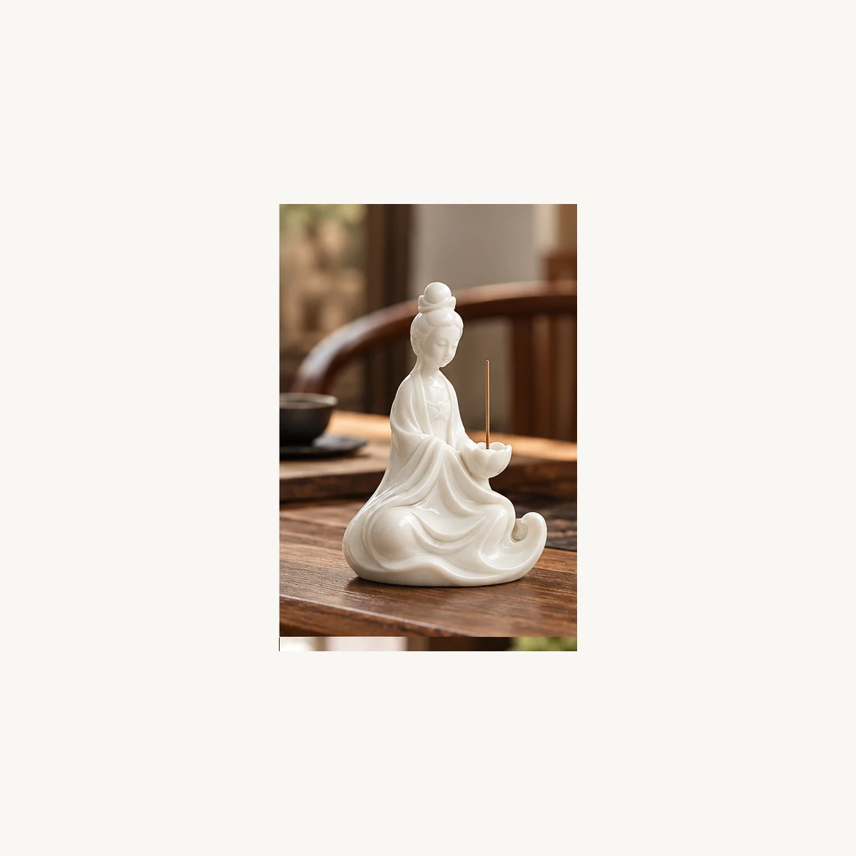 White Porcelain Figure Incense Holder - scene view