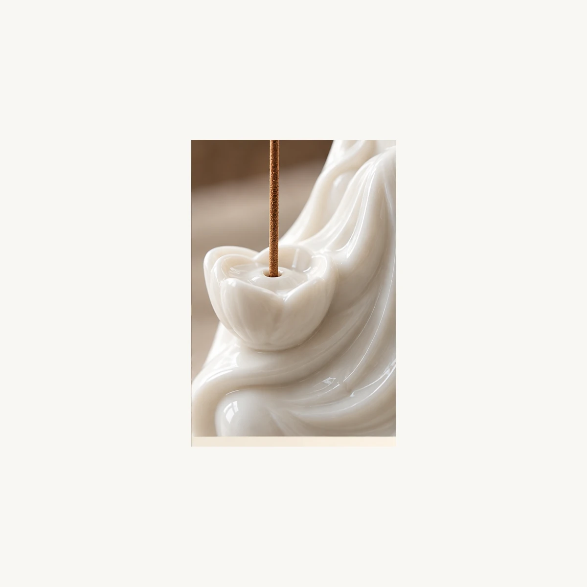 White Porcelain Figure Incense Holder - detail view