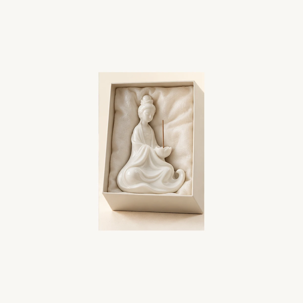 White Porcelain Figure Incense Holder - gift view