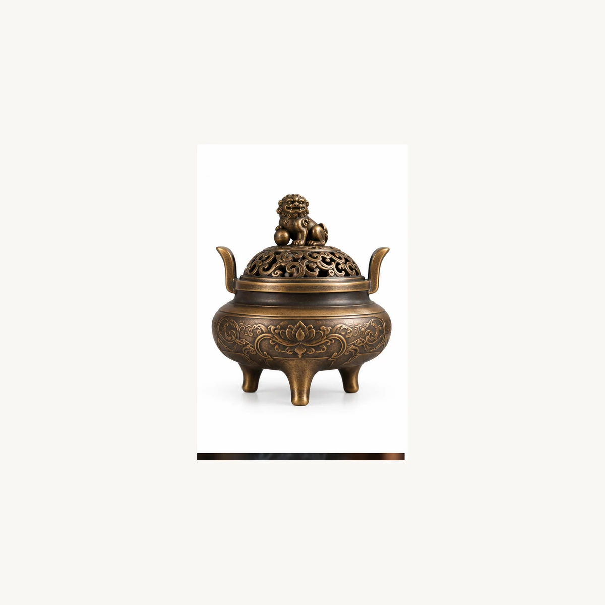 Antique Bronze-Style Tripod Incense Burner - white view