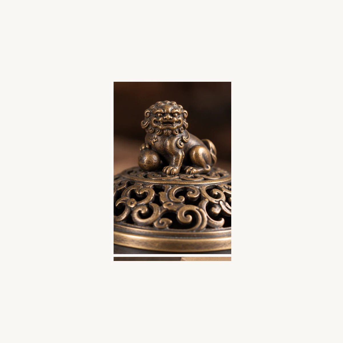 Antique Bronze-Style Tripod Incense Burner - detail view