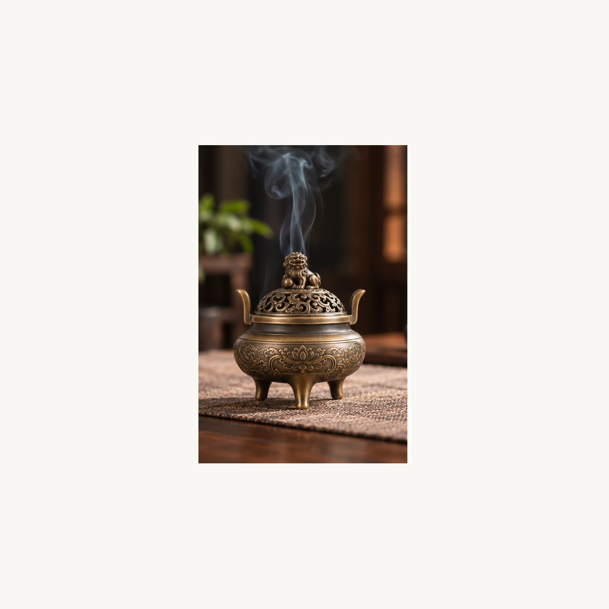 Antique Bronze-Style Tripod Incense Burner - use view