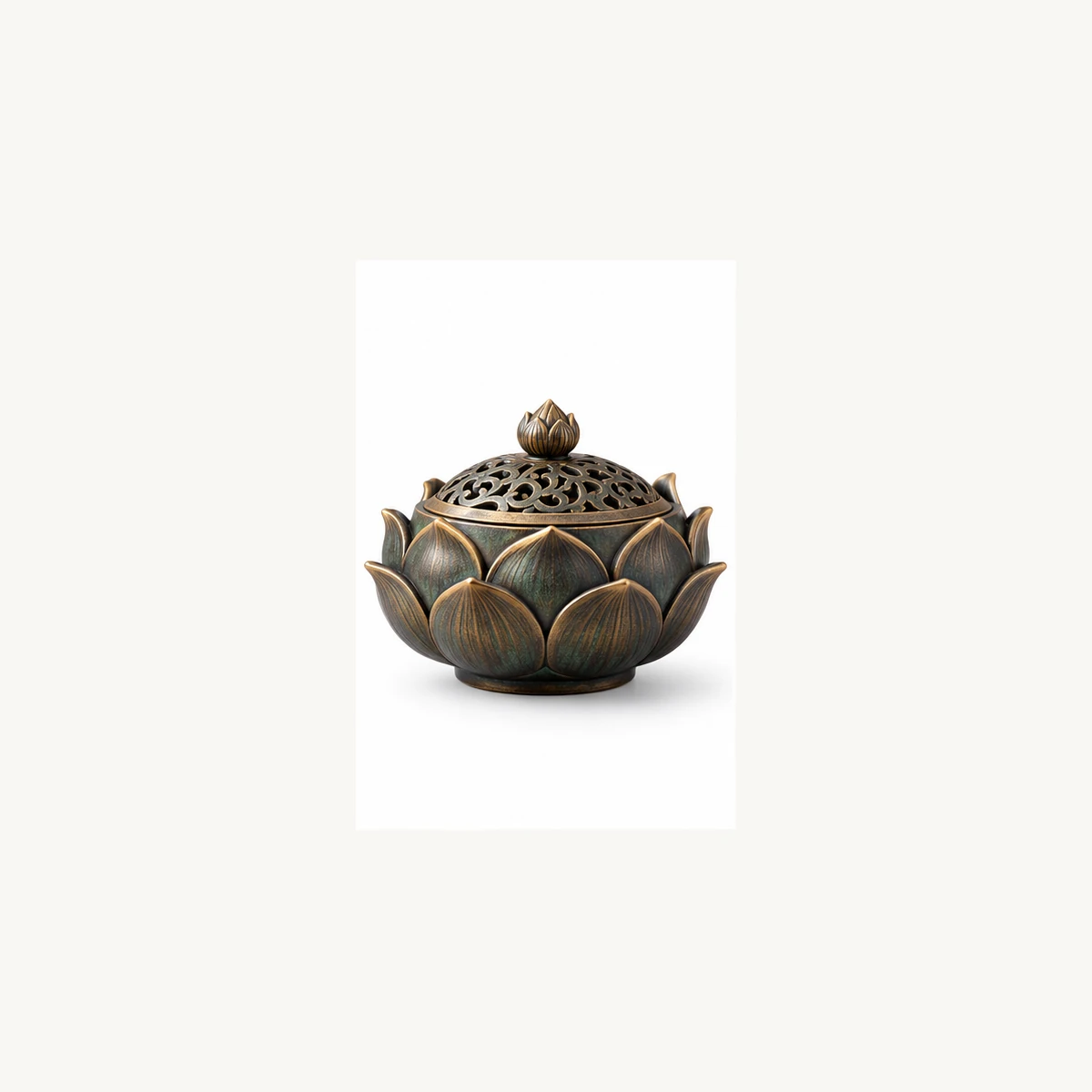Lotus Relief Incense Burner - white view
