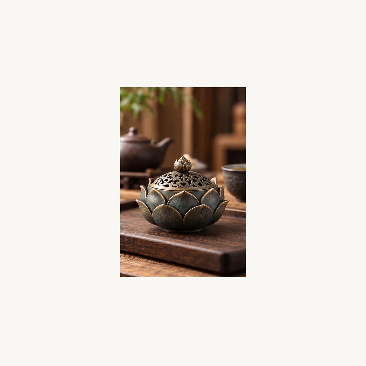 Lotus Relief Incense Burner - scene view