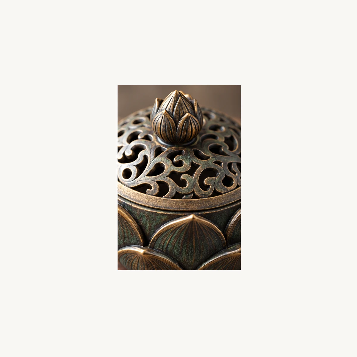 Lotus Relief Incense Burner - detail view