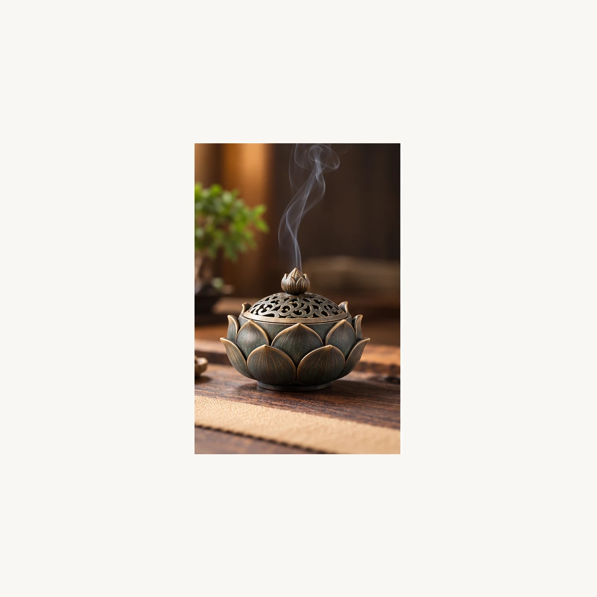 Lotus Relief Incense Burner - use view