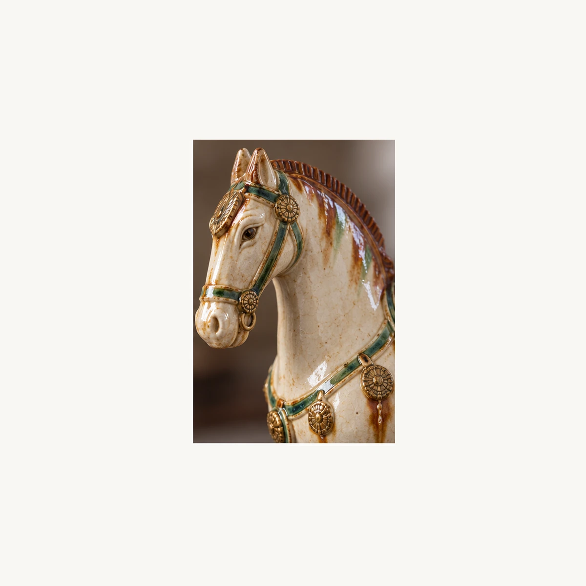 Tang Horse Ceramic Incense Holder - detail view