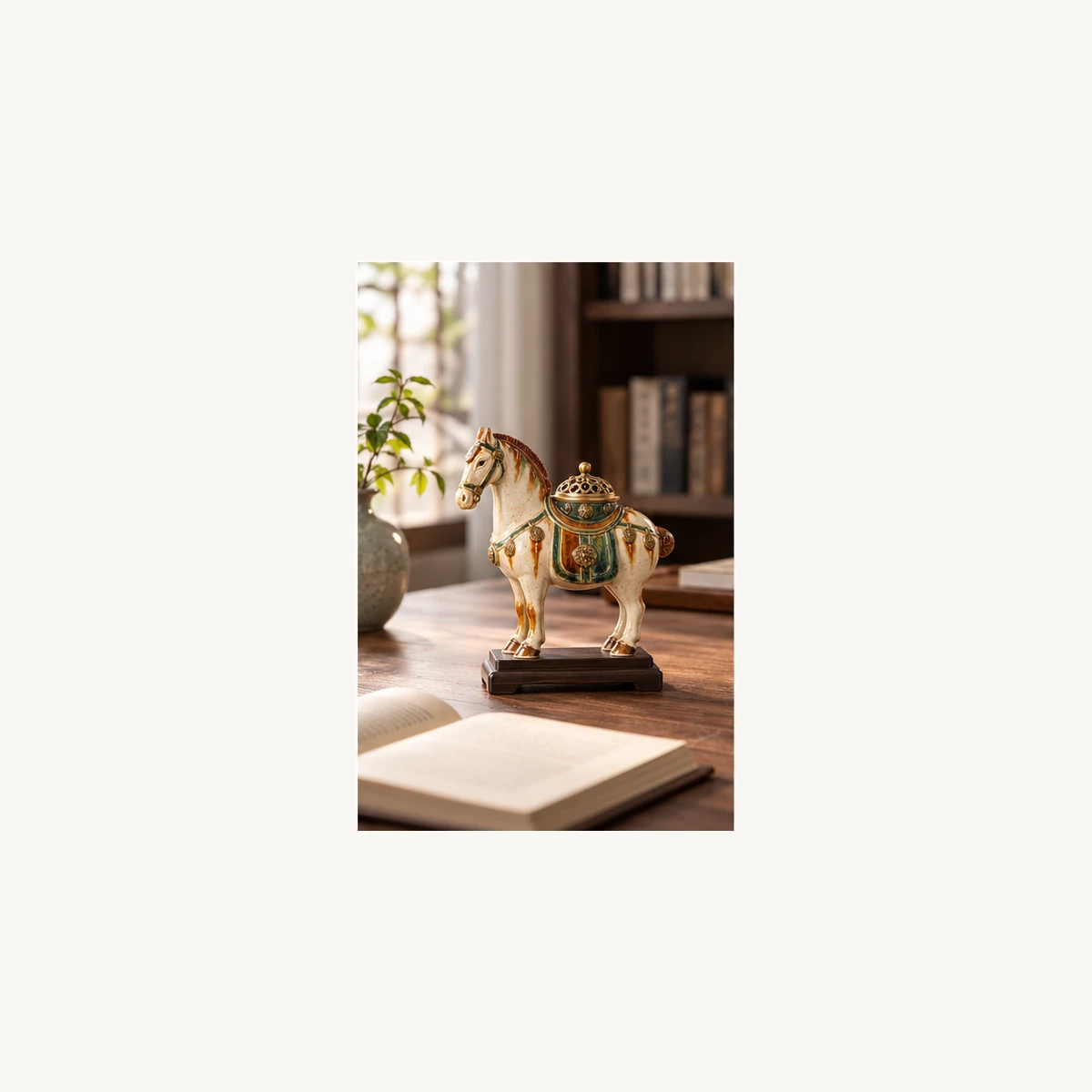 Tang Horse Ceramic Incense Holder - scene view