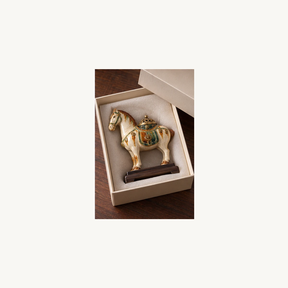 Tang Horse Ceramic Incense Holder - gift view