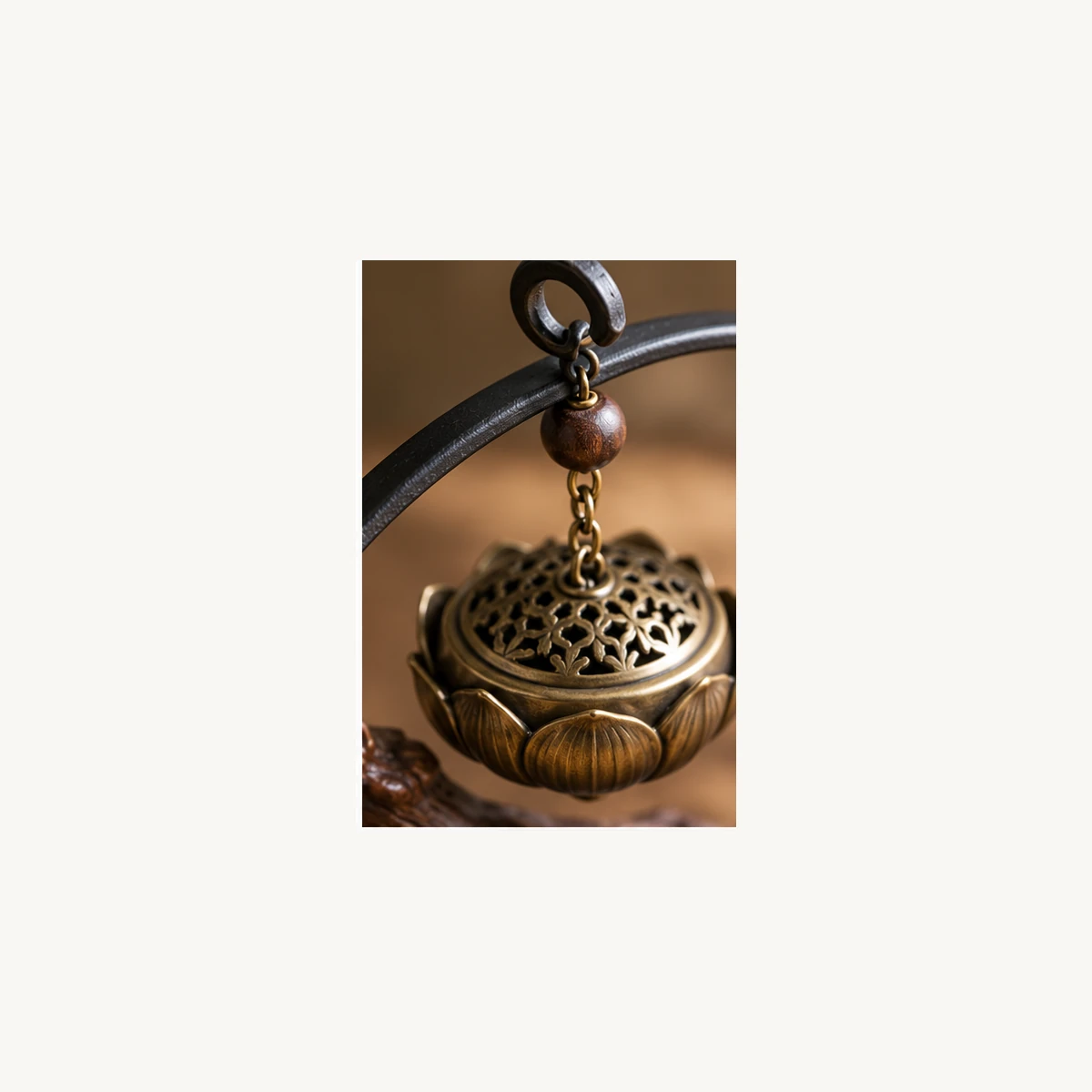 Hanging Calligraphy Incense Holder - detail view