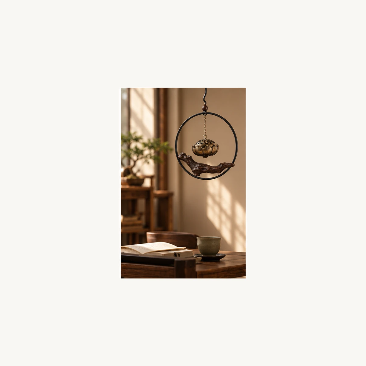 Hanging Calligraphy Incense Holder - scene view