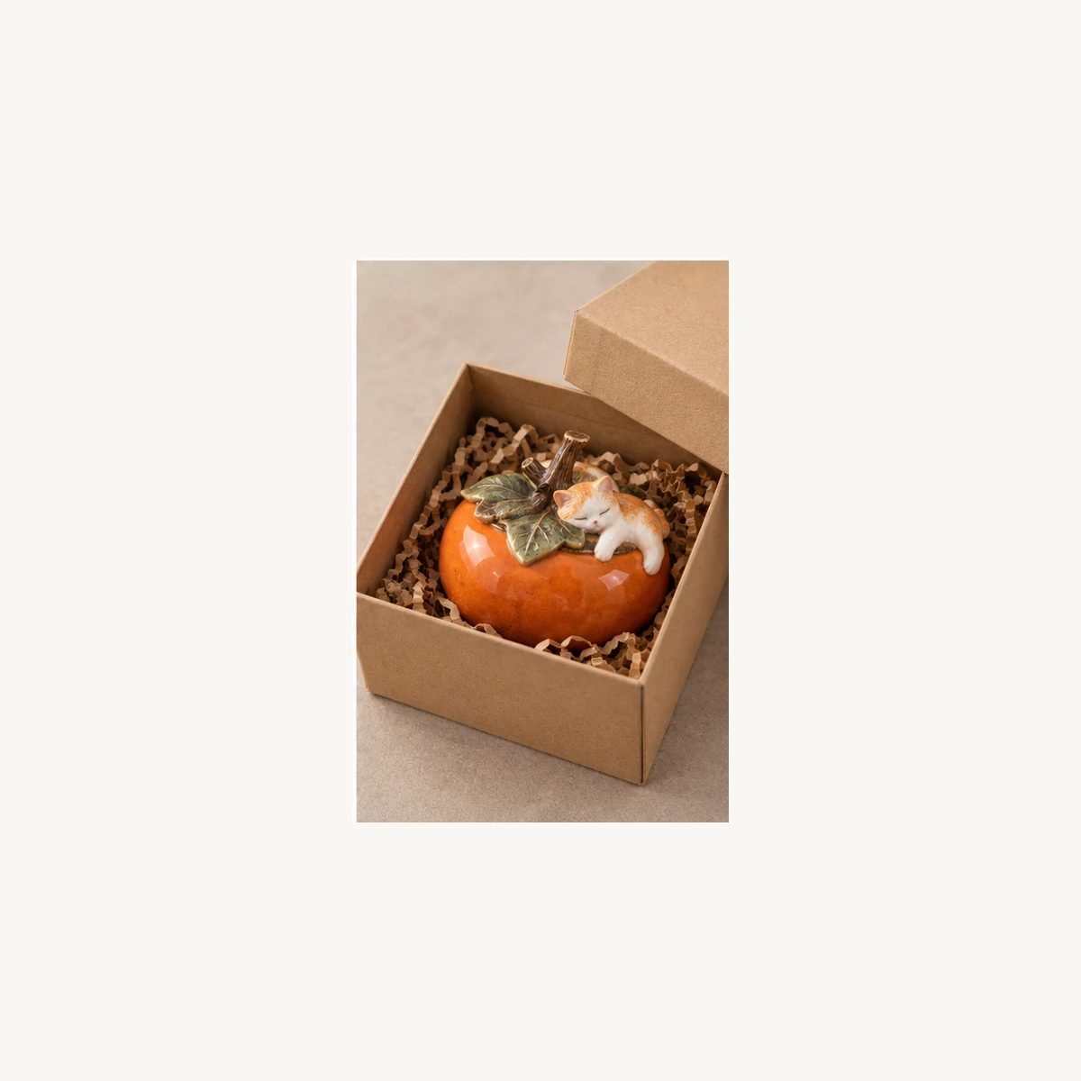 Cat and Persimmon Incense Holder - gift view