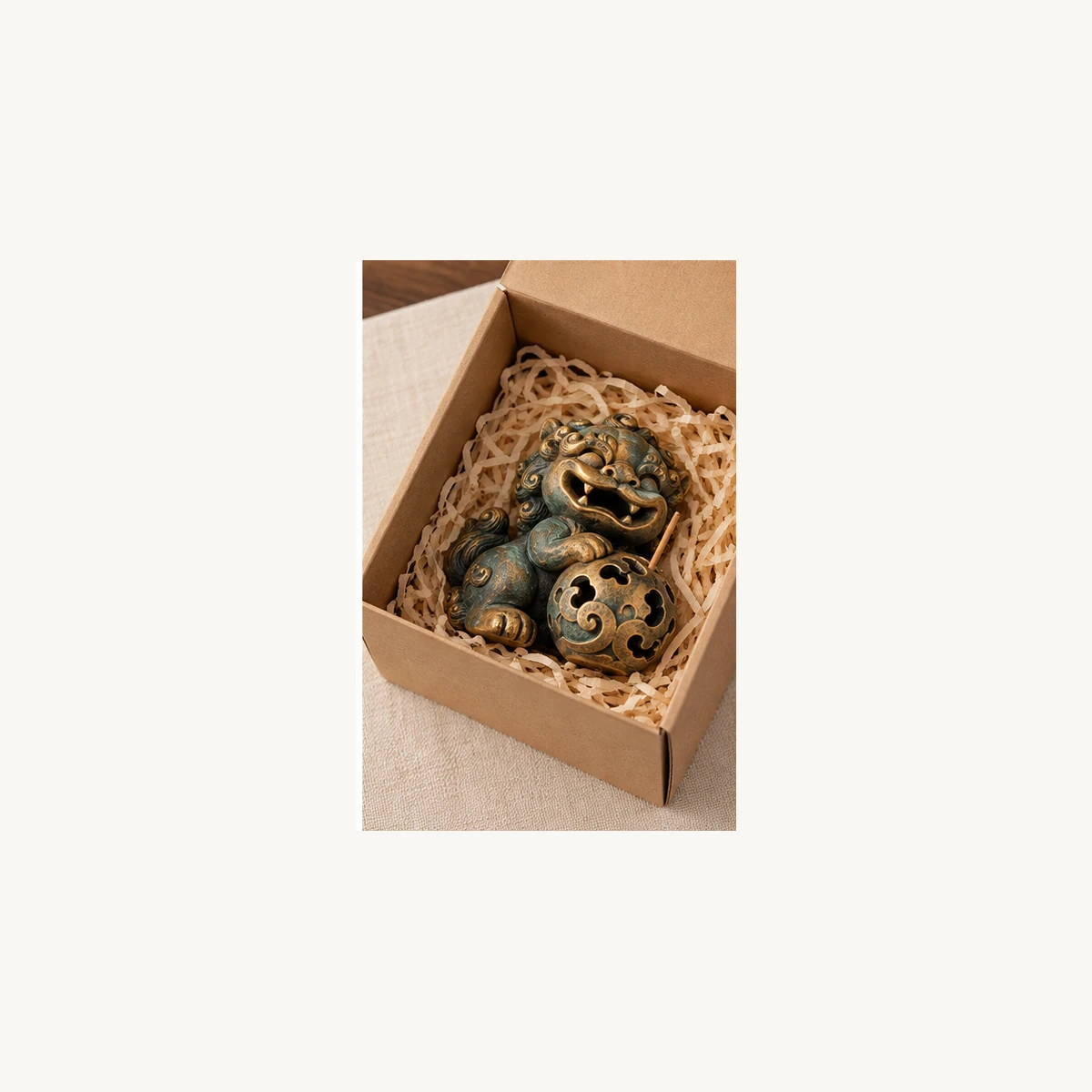 Playful Guardian Lion Incense Holder - gift view