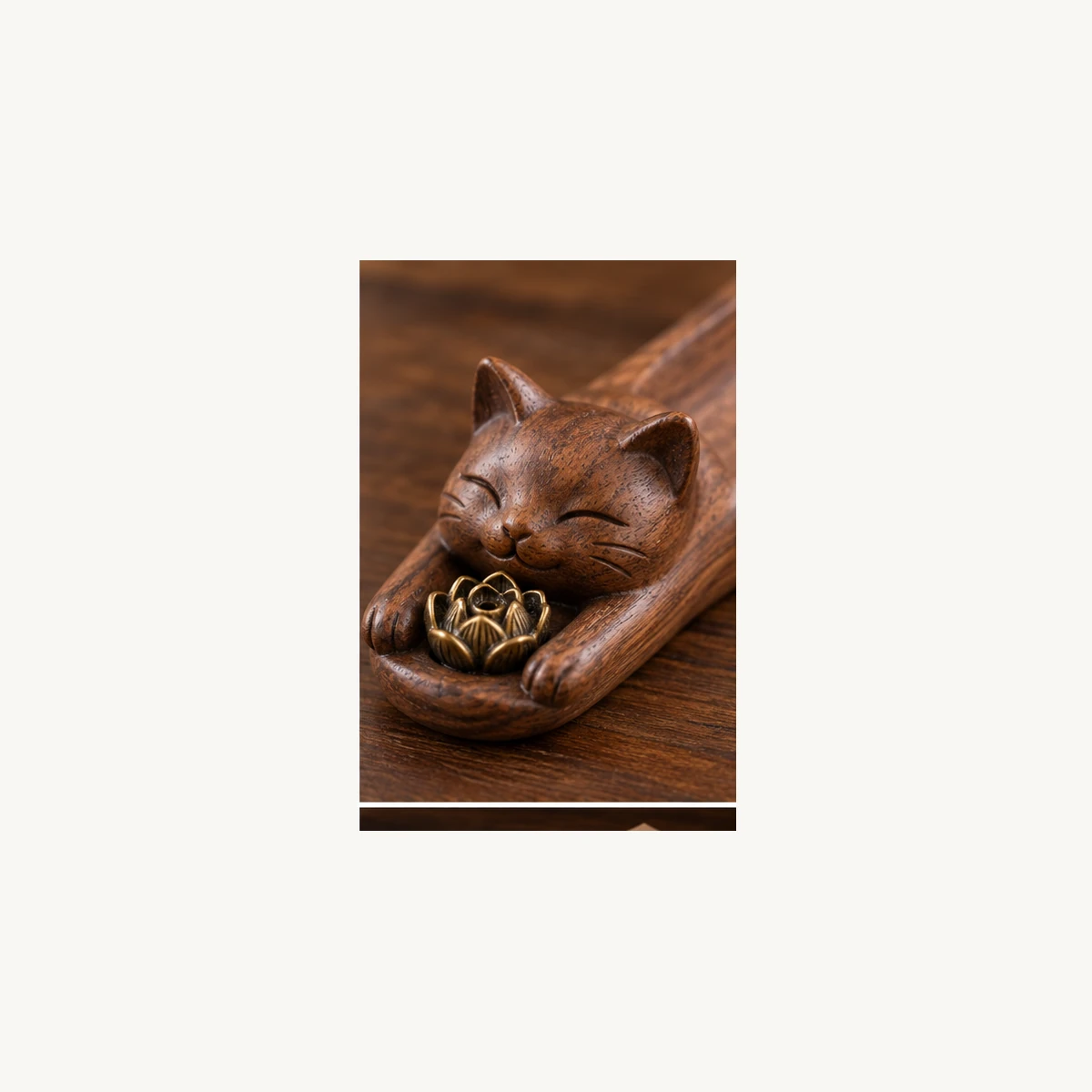Wooden Cat Incense Tray-SeeBead--See the Unseen, Perceive the Peaceful
