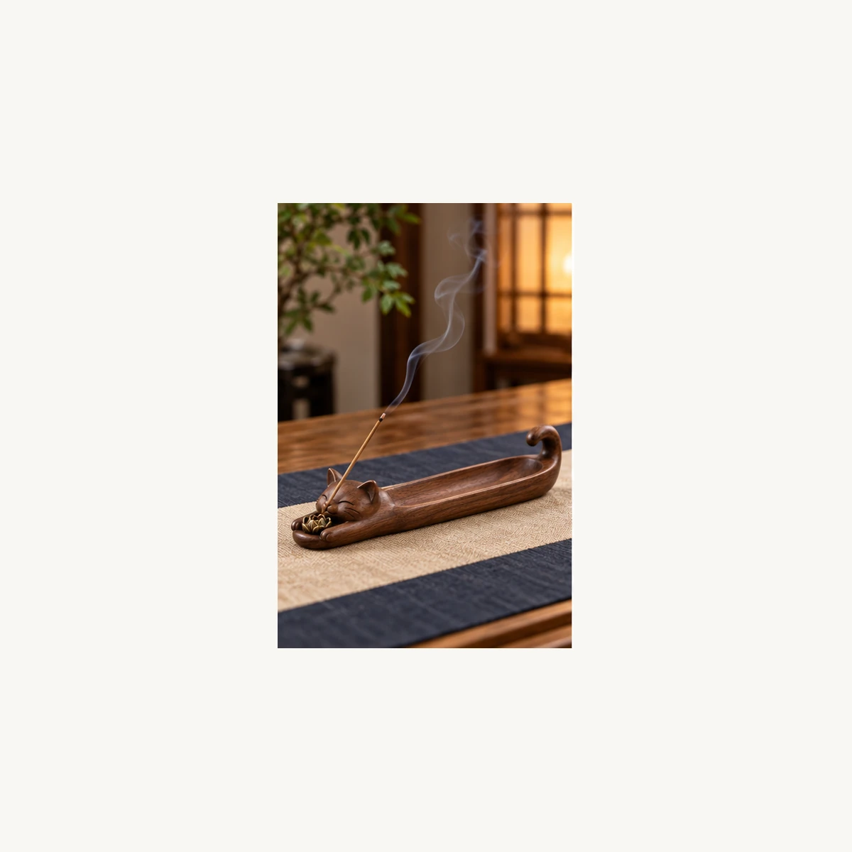 Wooden Cat Incense Tray-SeeBead--See the Unseen, Perceive the Peaceful