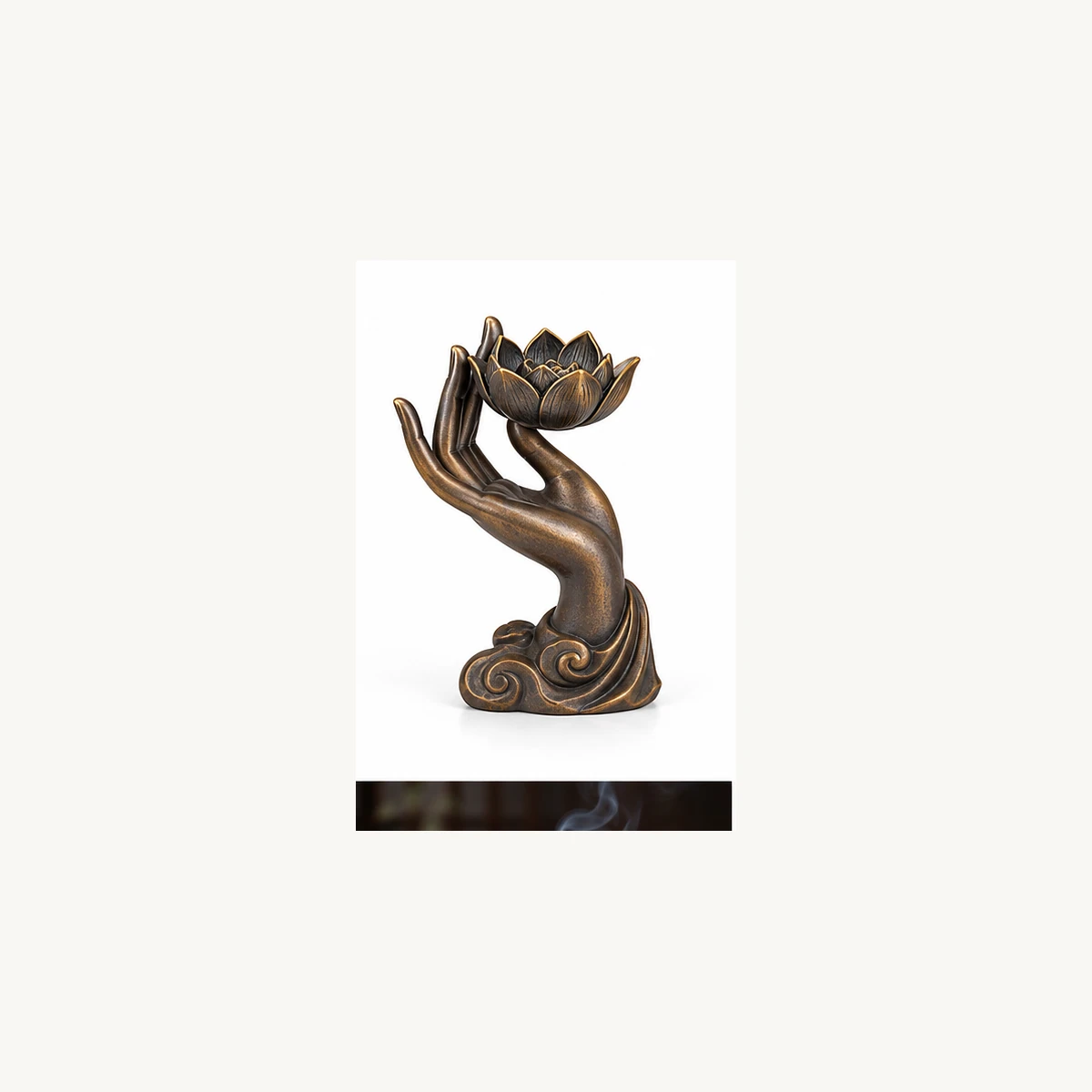 Buddha Hand Lotus Incense Holder - white view