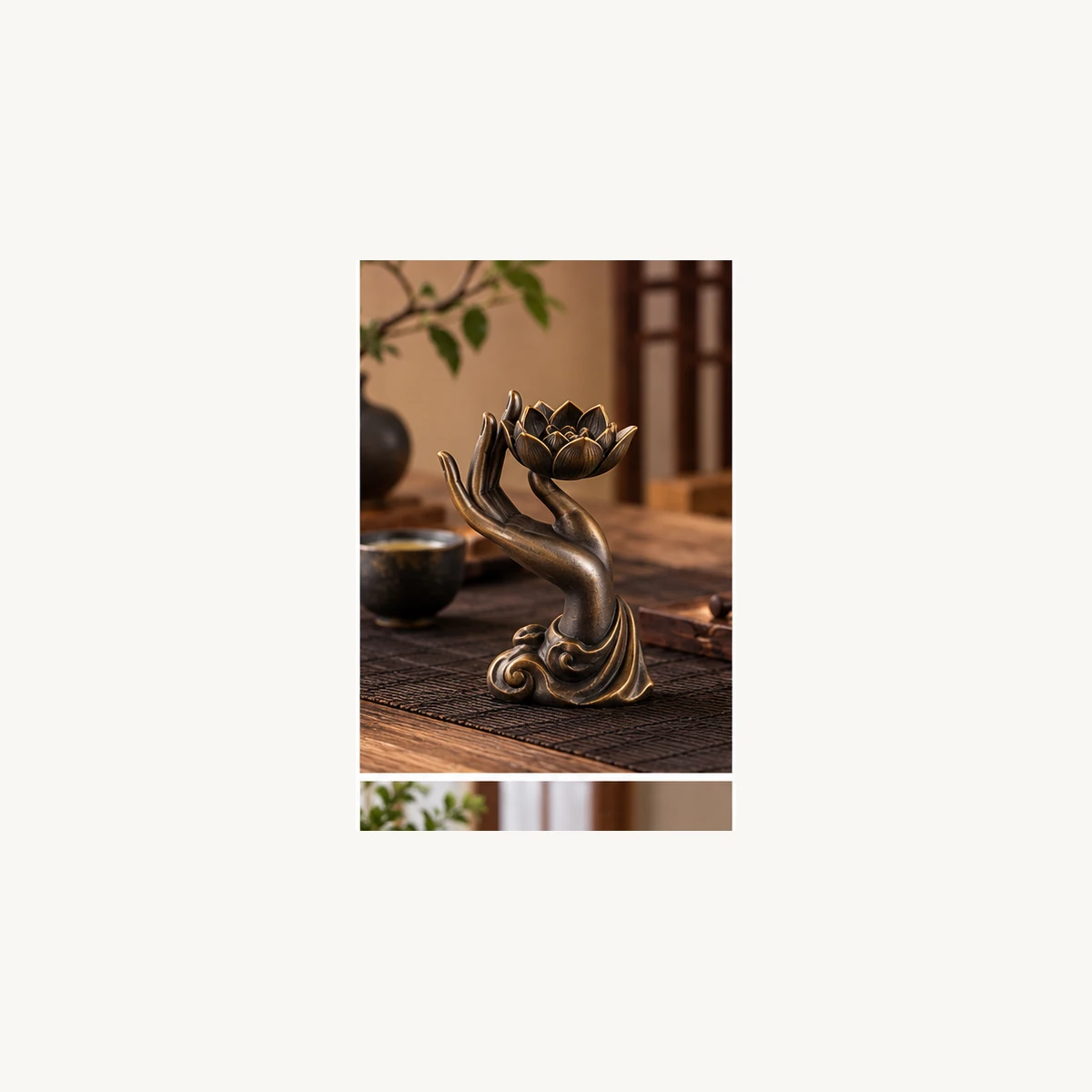 Buddha Hand Lotus Incense Holder - scene view