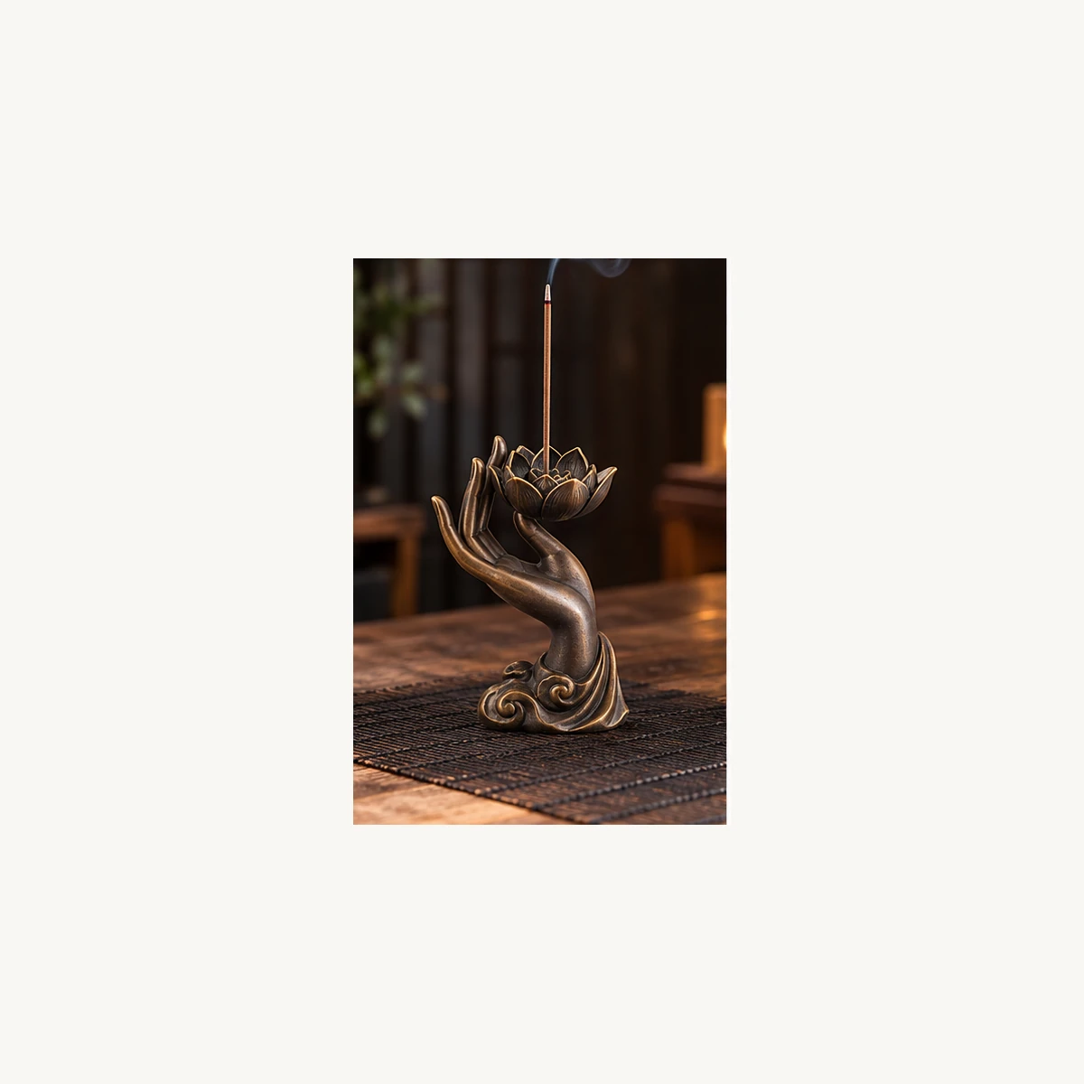 Buddha Hand Lotus Incense Holder - use view