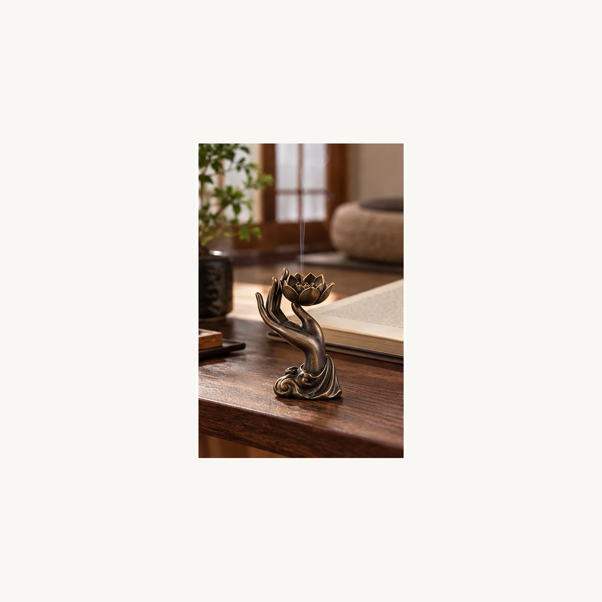 Buddha Hand Lotus Incense Holder - scene view