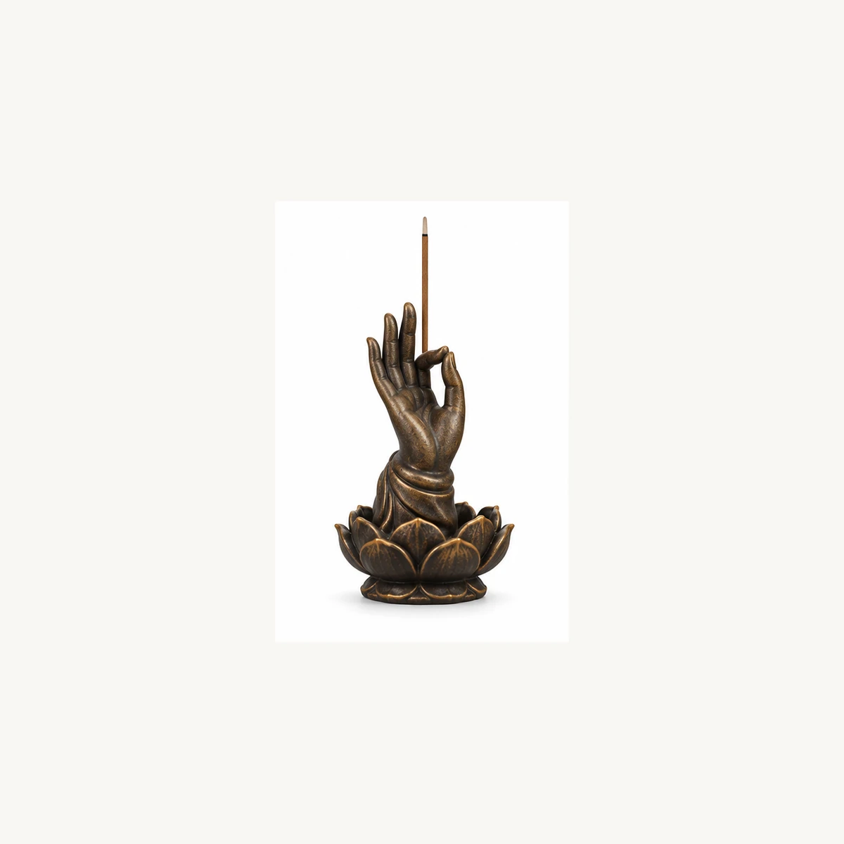 Upright Buddha Hand Incense Holder - white view