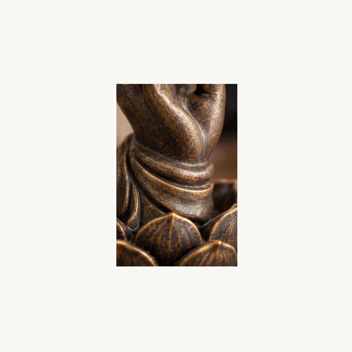 Upright Buddha Hand Incense Holder - detail view