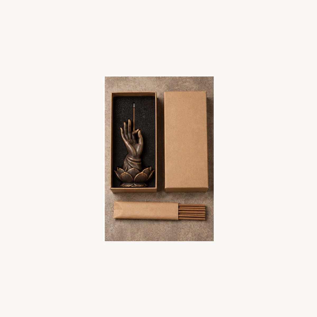 Upright Buddha Hand Incense Holder - gift view