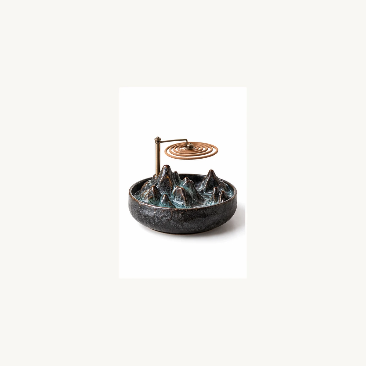 Mountain Ceramic Coil Incense Burner - white view