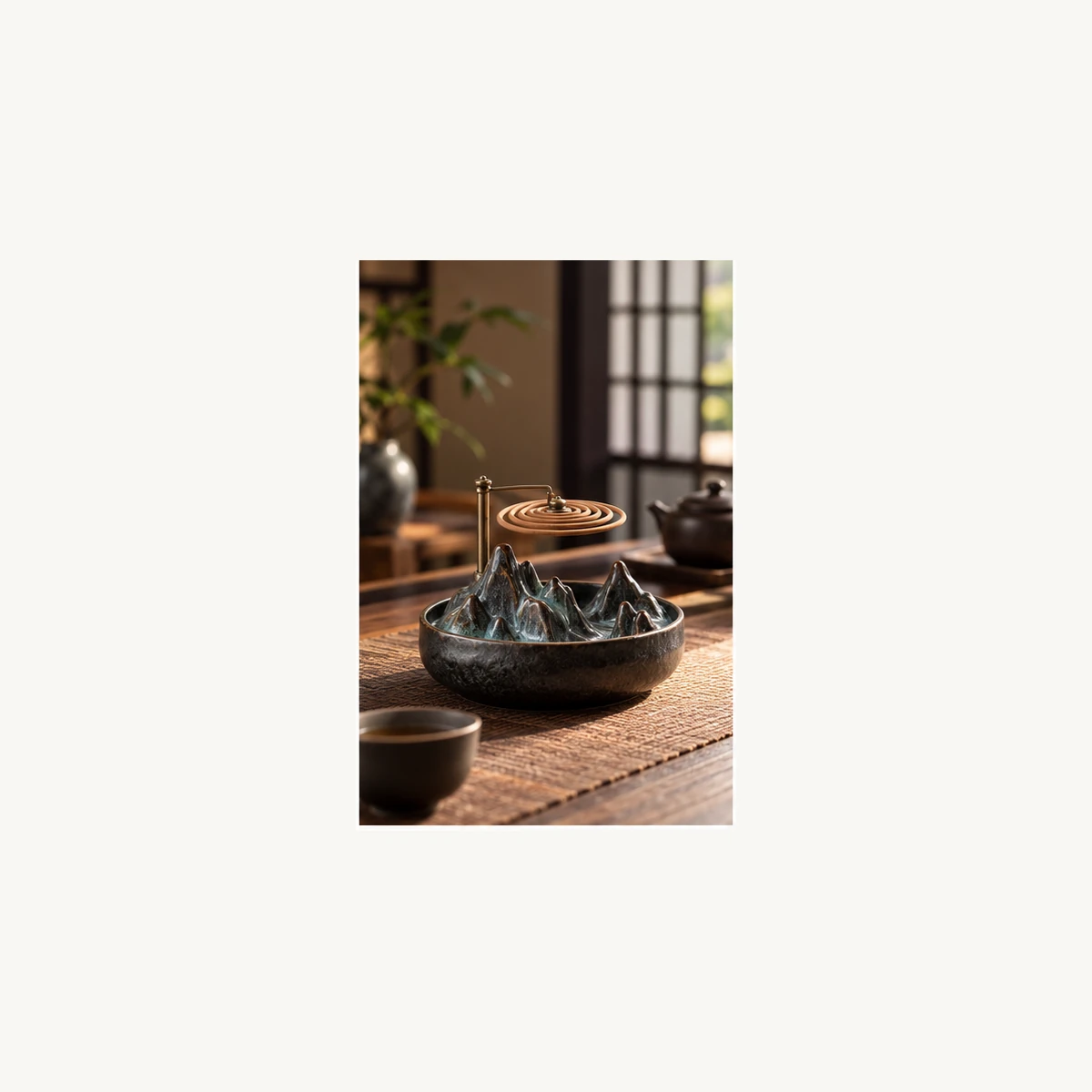 Mountain Ceramic Coil Incense Burner - scene view