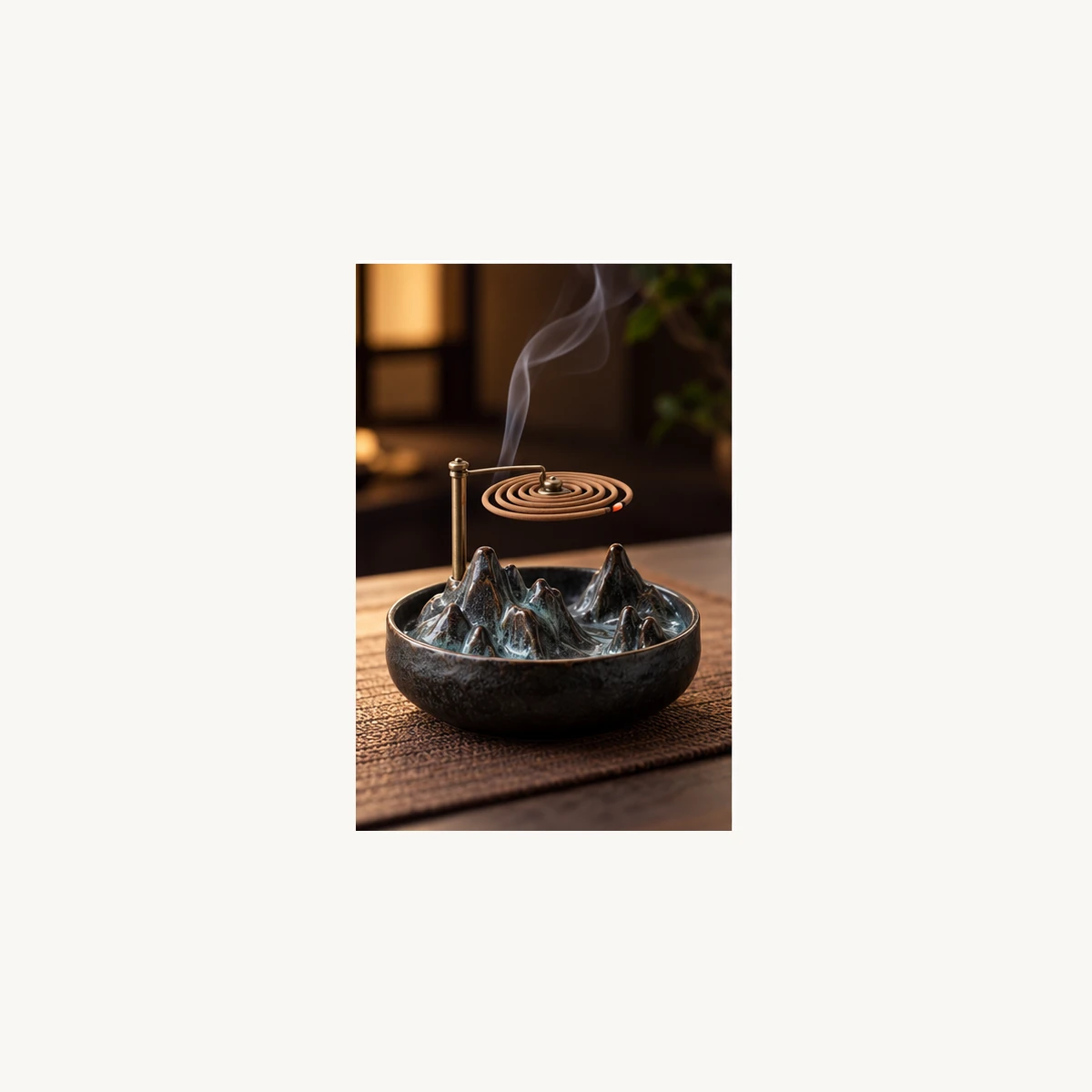 Mountain Ceramic Coil Incense Burner - use view