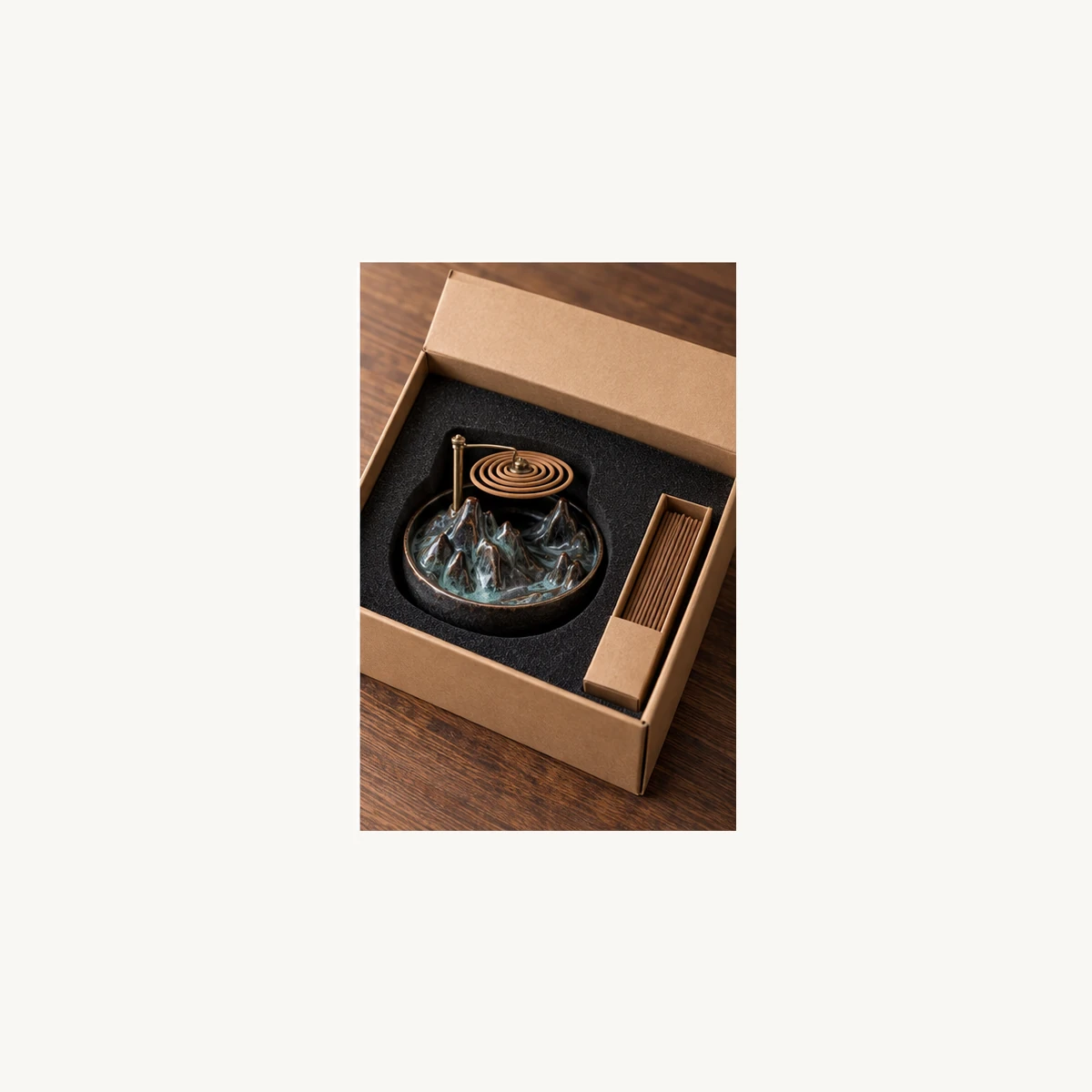Mountain Ceramic Coil Incense Burner - gift view