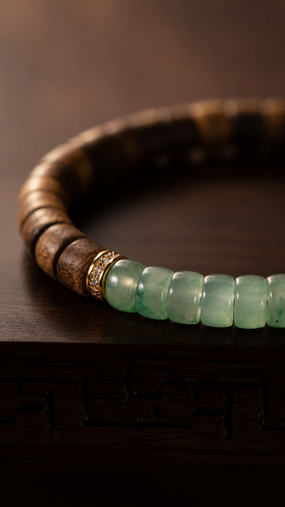 Agarwood and Green Jade Long Necklace - image 3