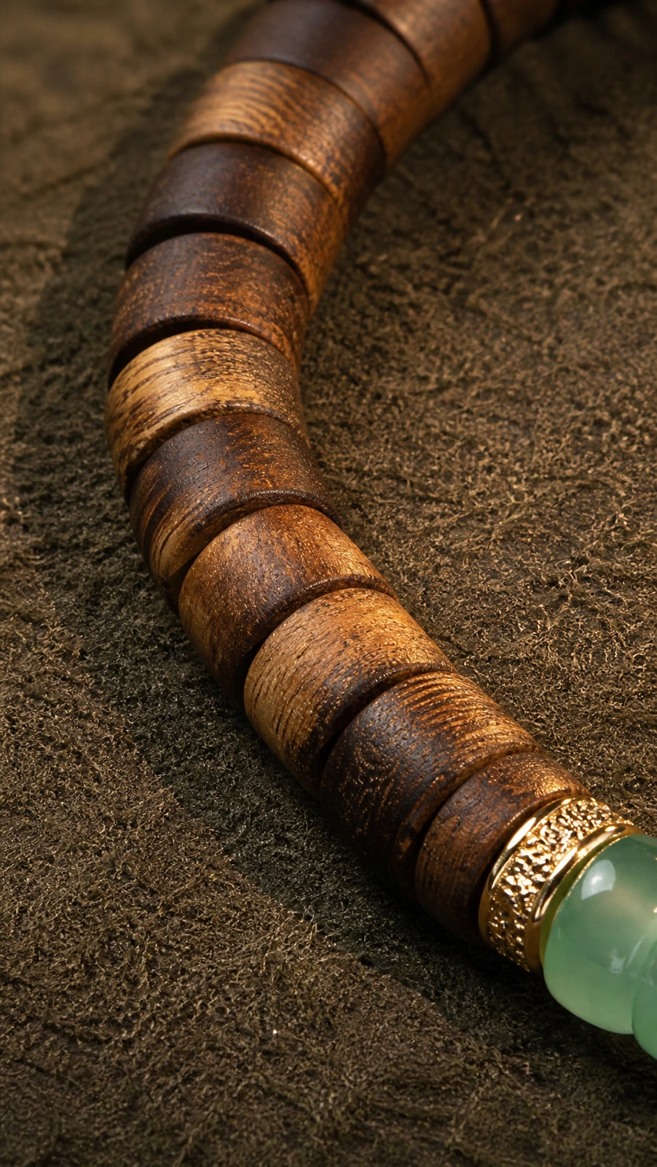 Agarwood and Ice-Blue Jade Bracelet - image 4