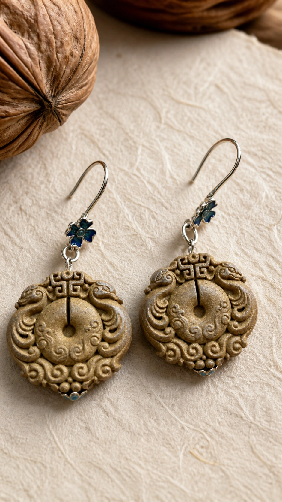 Carved Floral Herbal Incense Earrings - image 3