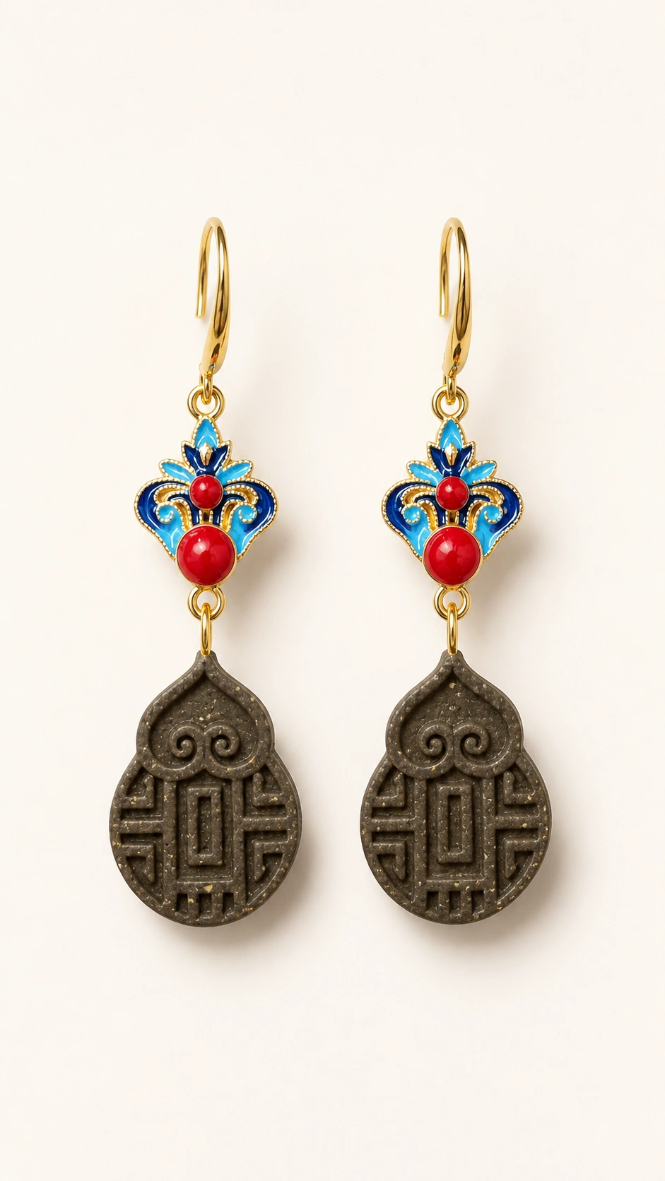 Cloisonne Floral Herbal Incense Earrings - image 1