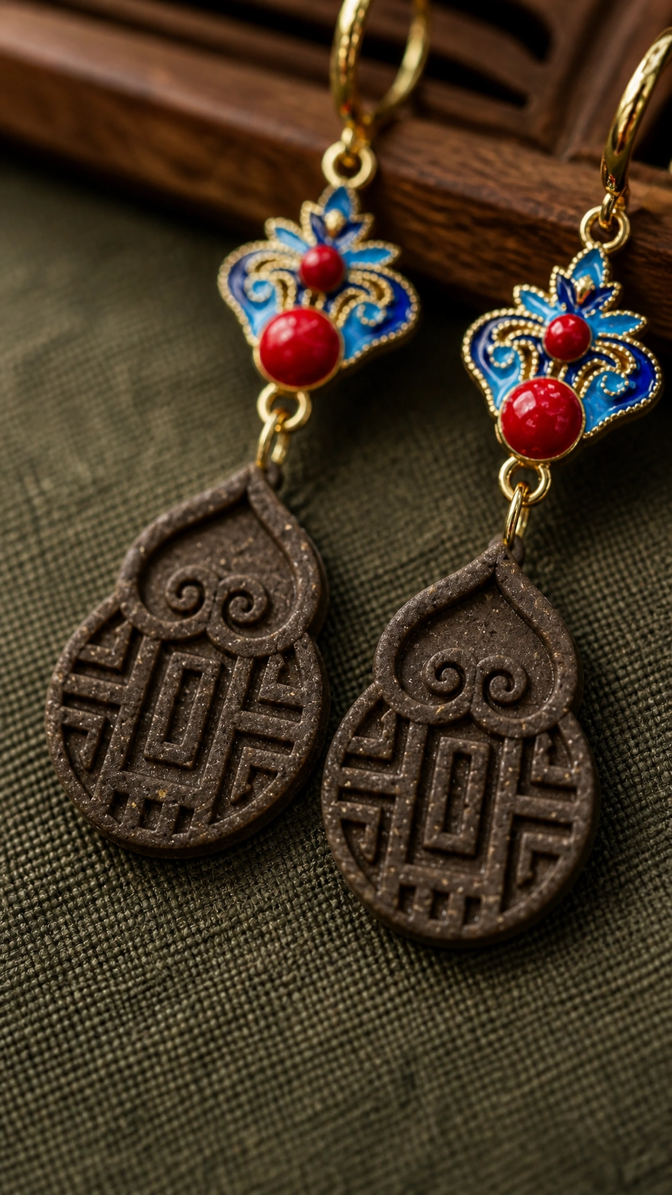 Cloisonne Floral Herbal Incense Earrings - image 4