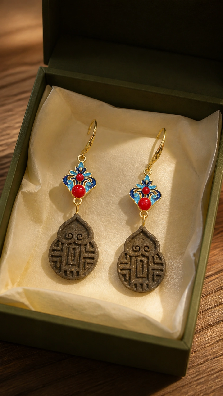 Cloisonne Floral Herbal Incense Earrings - image 6