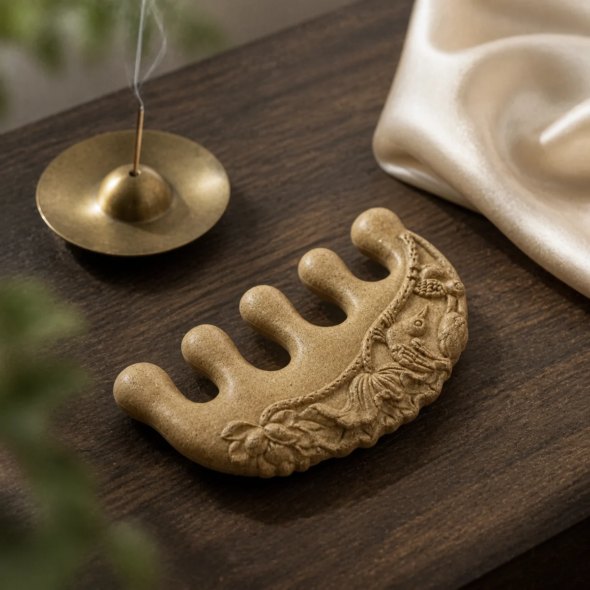 Natural Botanical Incense Massage Comb - Styled Scene