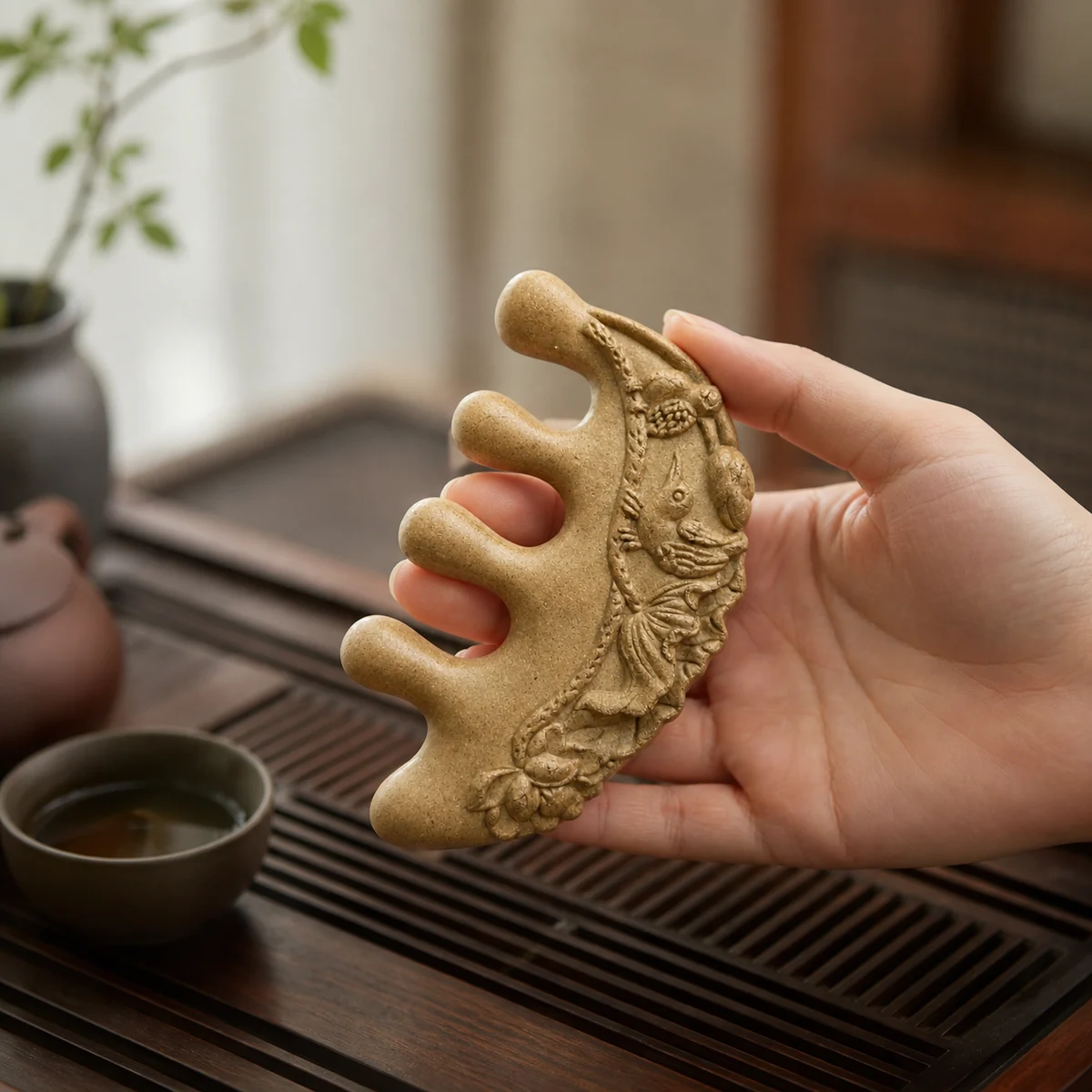 Natural Botanical Incense Massage Comb - Styling View