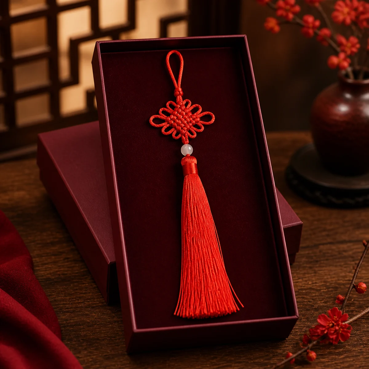 Red Tassel Herbal Incense Pendant - Gift Presentation
