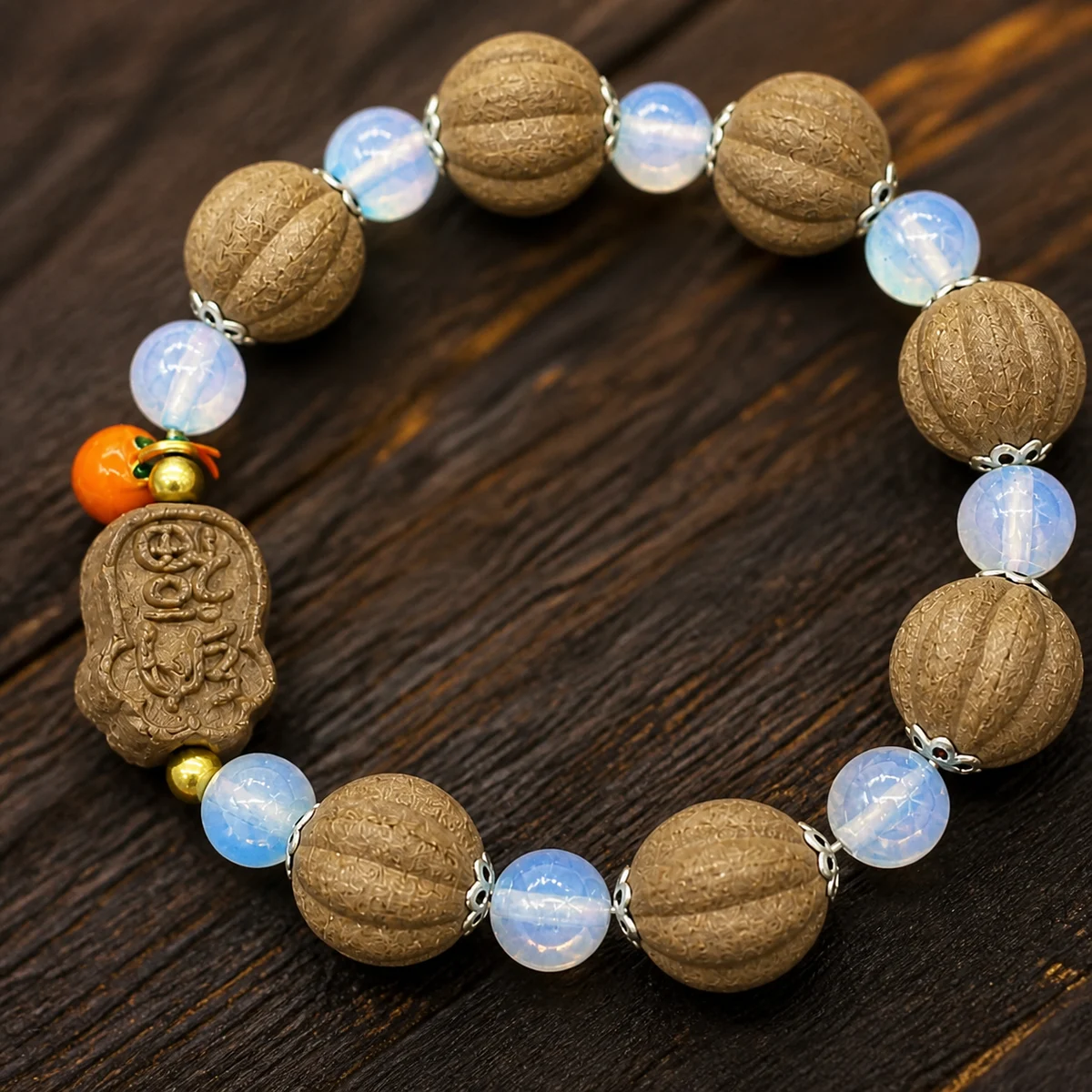 Pastel Botanical Incense Bracelet with Floral Charm - Material Detail