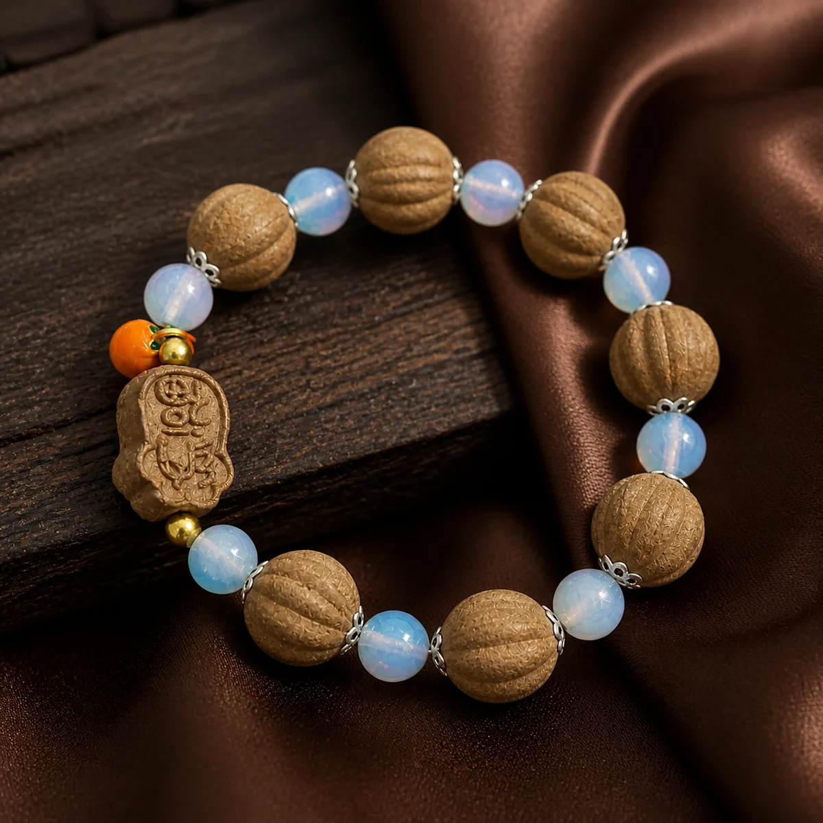 Pastel Botanical Incense Bracelet with Floral Charm - Design Detail