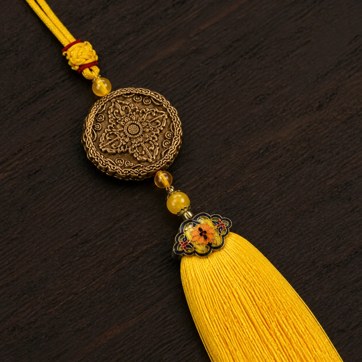 Yellow Tassel Botanical Incense Pendant - Material Detail