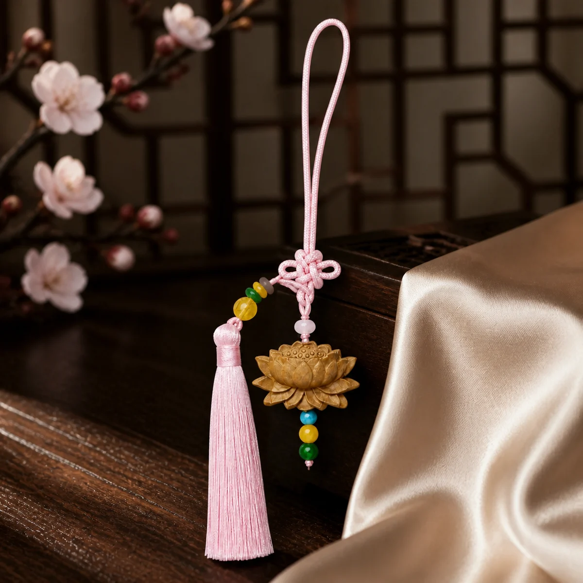 Pink Tassel Botanical Incense Hanging Ornament - Styling View