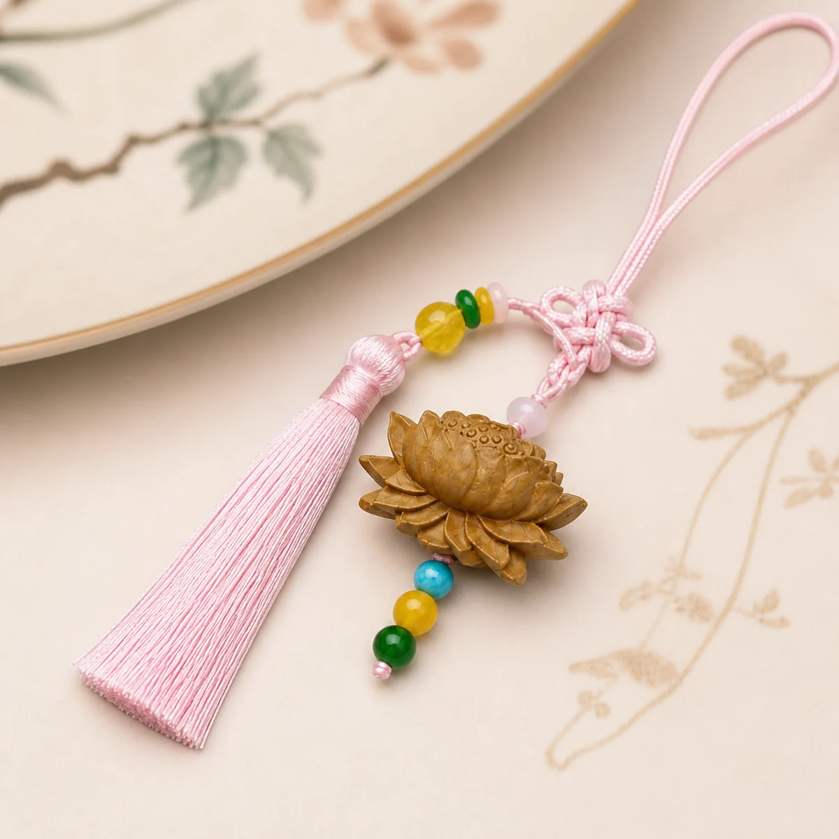 Pink Tassel Botanical Incense Hanging Ornament - Design Detail