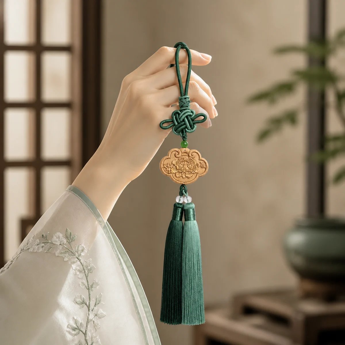 Green Tassel Botanical Incense Hanging Ornament - Material Detail