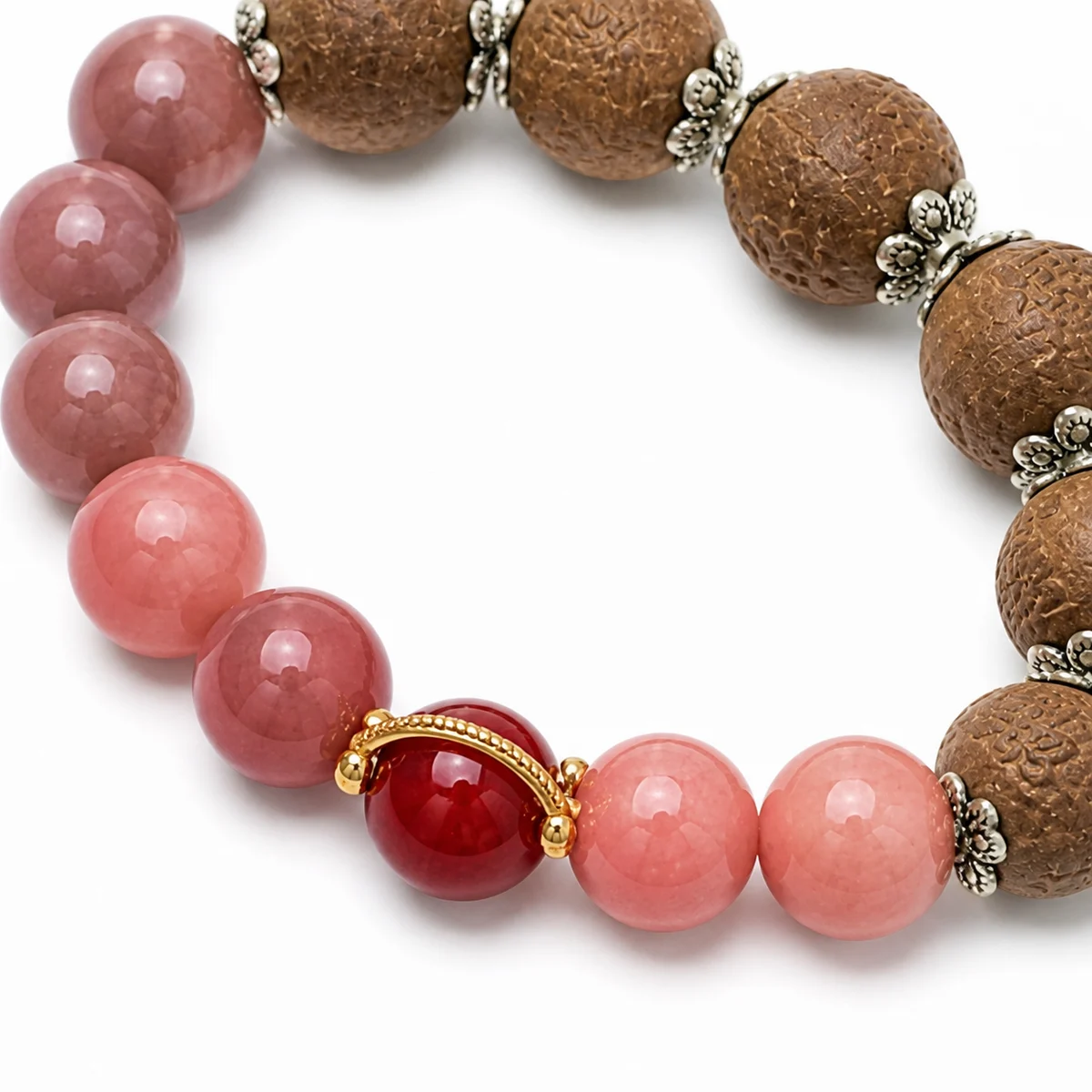 Pink Gemstone and Botanical Incense Bracelet - Material Detail