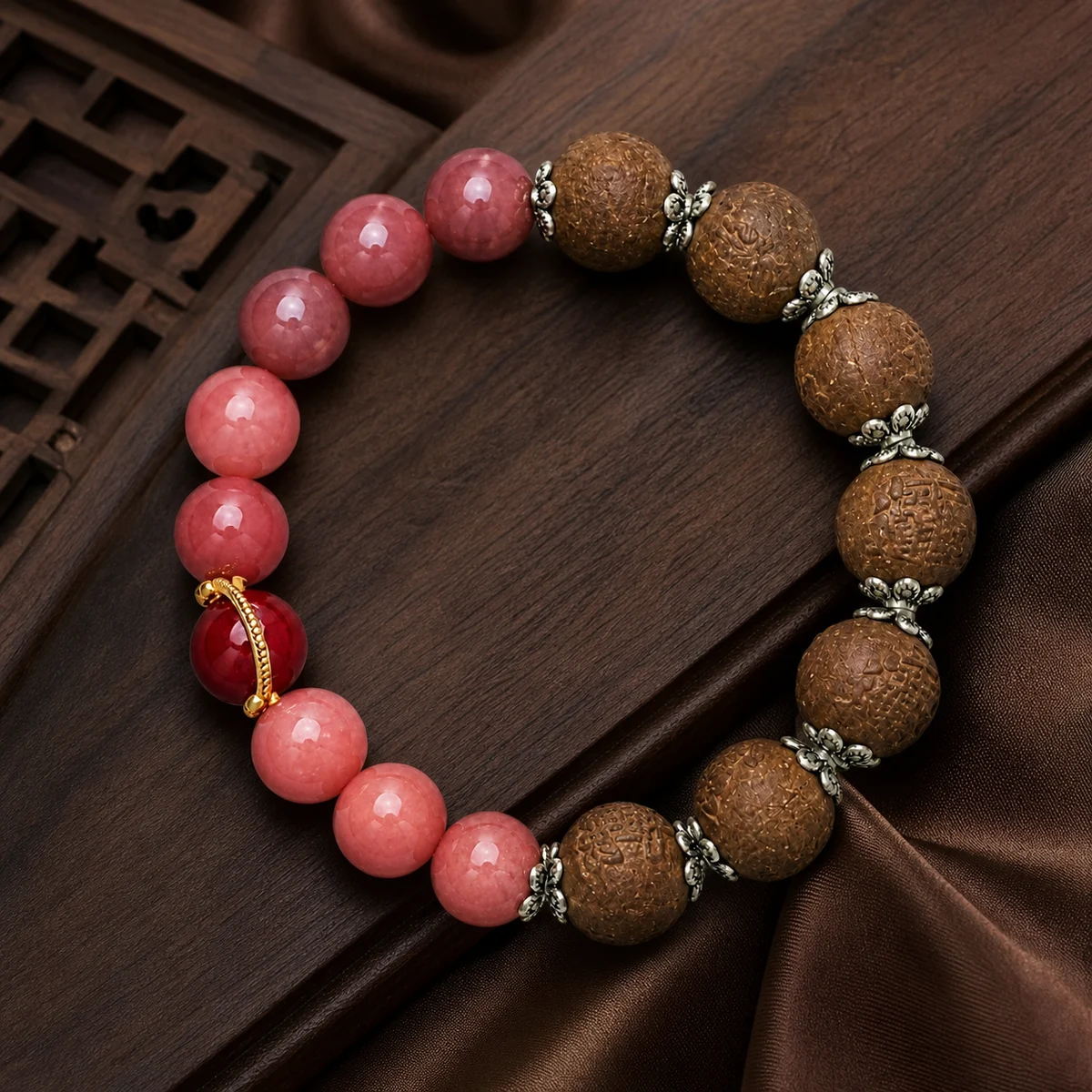 Pink Gemstone and Botanical Incense Bracelet - Gift Presentation
