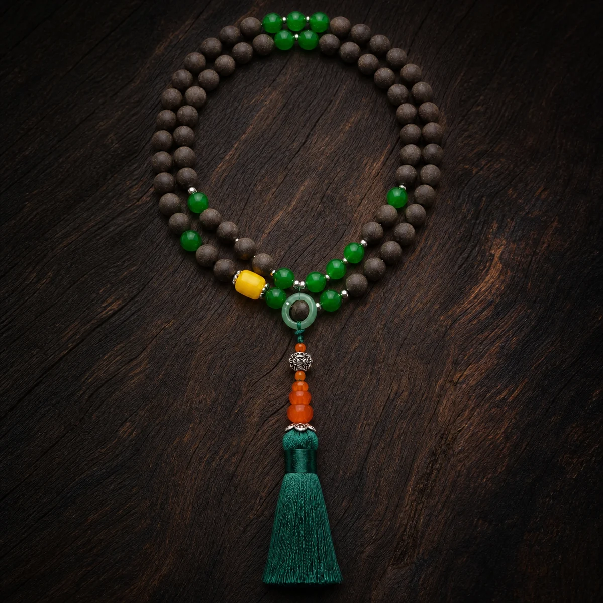 Green Gemstone Botanical Incense Prayer Beads - Material Detail