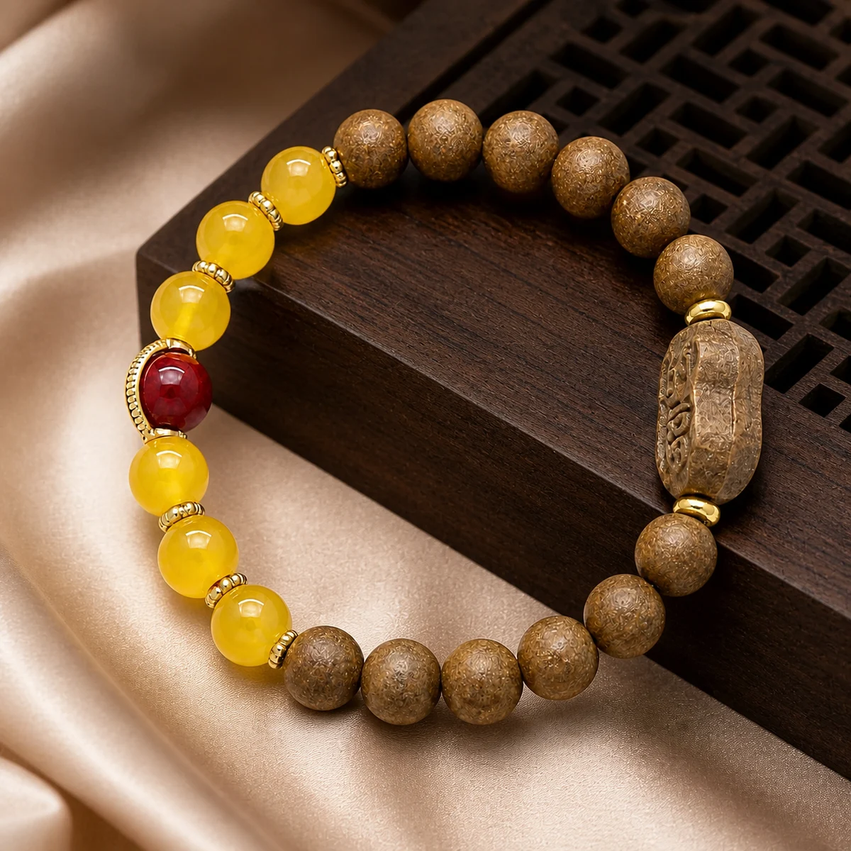 Yellow Jade and Botanical Incense Bracelet - Styling View