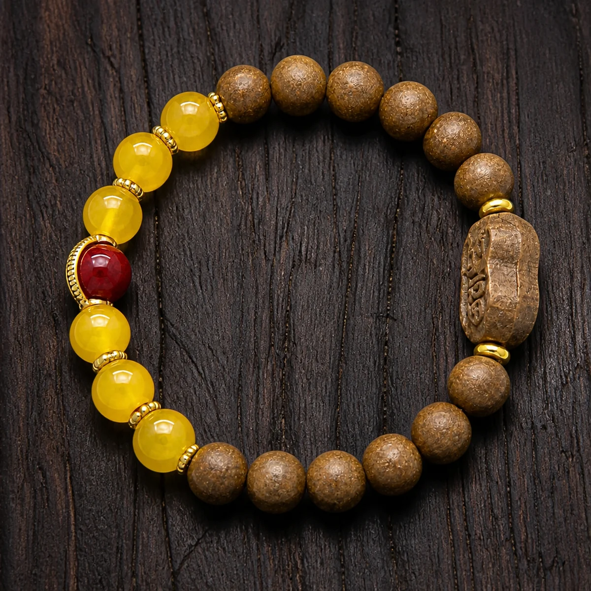 Yellow Jade and Botanical Incense Bracelet - Material Detail